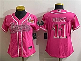 Women's Philadelphia Eagles #11 A.J. Brown Pink 2025 Super Bowl LIX Patch Cool Base Stitched Baseball Jersey,baseball caps,new era cap wholesale,wholesale hats